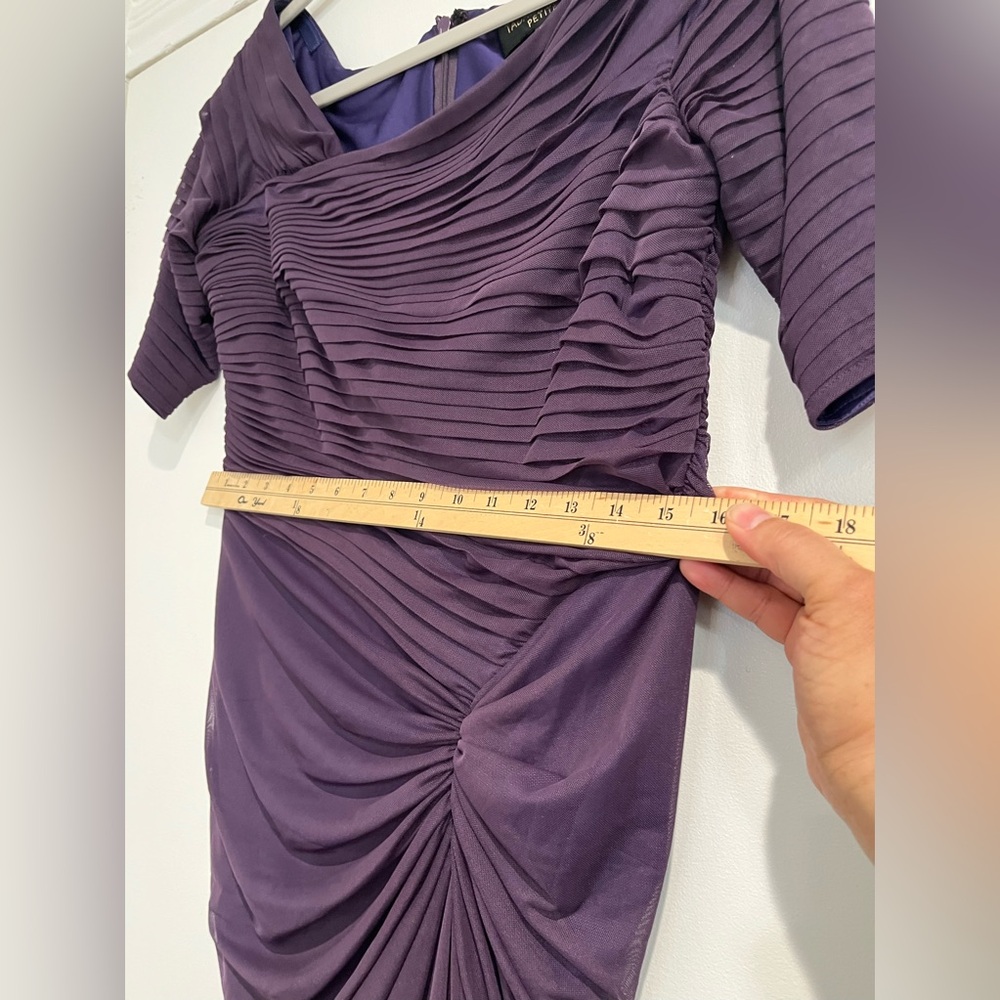 Tadashi Shoji Purple Ruched‎ Tulle Sheath Dress Sz. LP - Picture 6 of 10